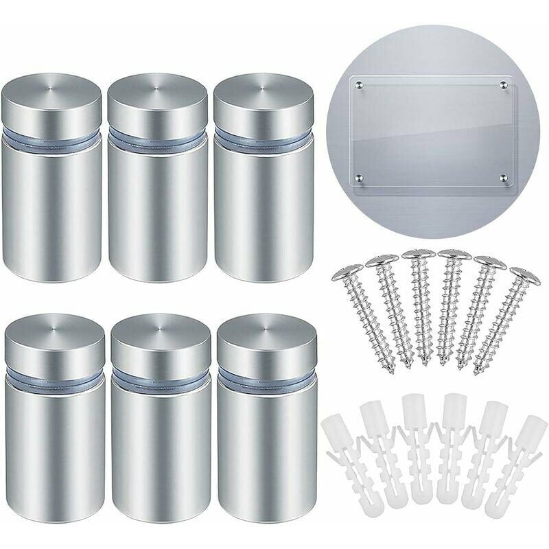 Support Vis Publicité en Acier Inoxydable 25pcs Standoff Publicité Entretoise Murale Fixations Montage pour Verre Acrylique Photos Publicité Produits