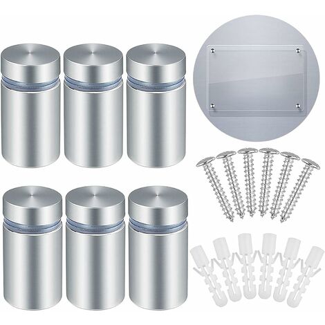 Support Vis Publicité en Acier Inoxydable 25pcs Standoff Publicité Entretoise Murale Fixations Montage pour Verre Acrylique Photos Publicité Produits d'Équipement Médical Produits de Décoration19*25mm