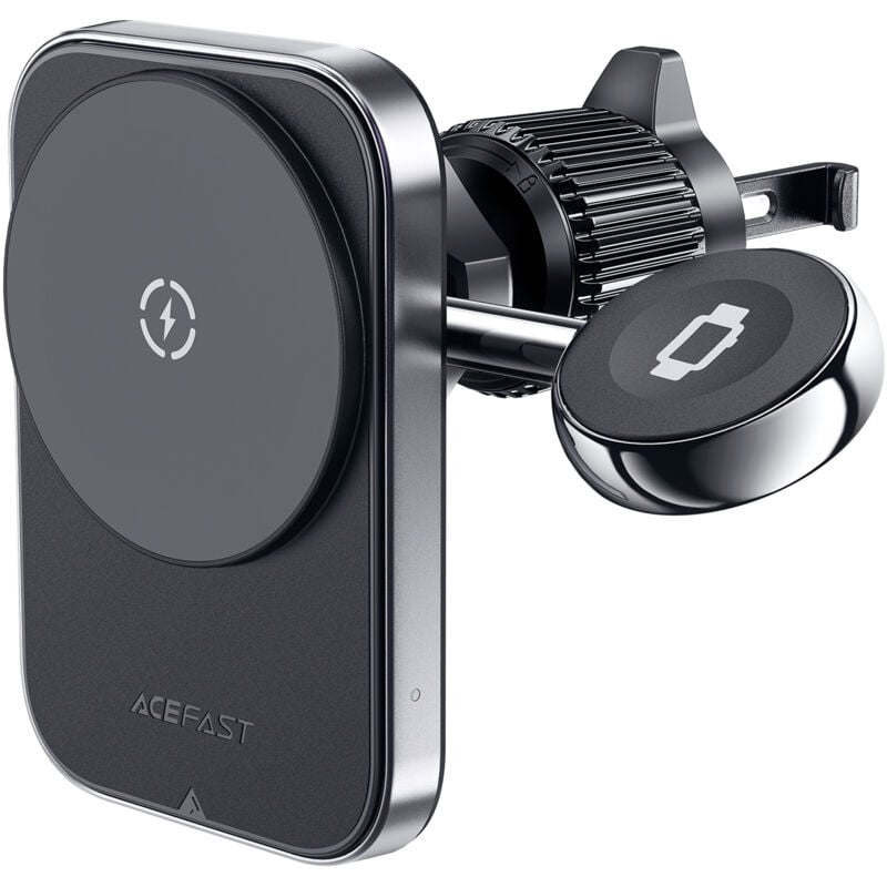 Support voiture 2 en 1 avec chargeur inductif pour téléphone et montre intelligente MagSafe Qi, noir