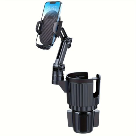 Support Voiture Gobelet Téléphone ABS Étanche - Rotatif 360° Base Ajustable - Compatible Smartphone Trajets Voyages Déplacements Quotidiens