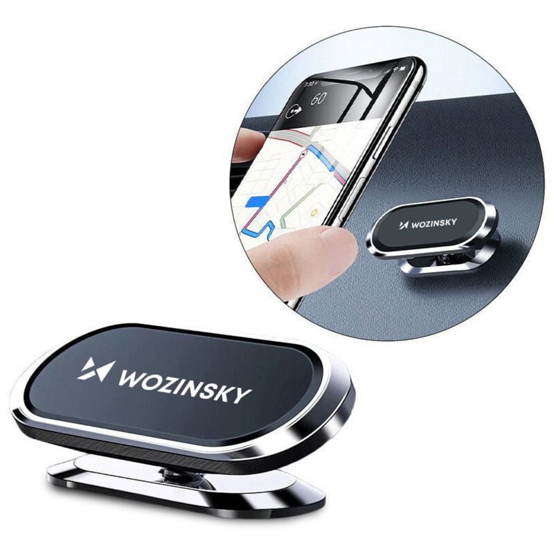 Support voiture magnétique autocollant rotatif à 360° pour tableau de bord, argent