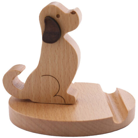 Support Wooden pour Téléphone et Tablette - Support de Bureau Antidérapant en Bois pour Maison, Bureau, Cuisine ou École