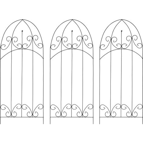 vidaXL Supporti da Giardino per Piante 3 pz Neri 40x100 cm in Ferro - Nero