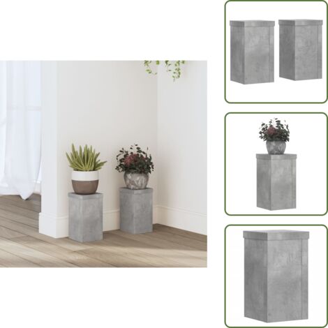 Supporti decorativi - vidaXL Supporti per Piante 2 pz Grigio 10x10x18 cm Legno Multistrato - Supporti per piante in legno