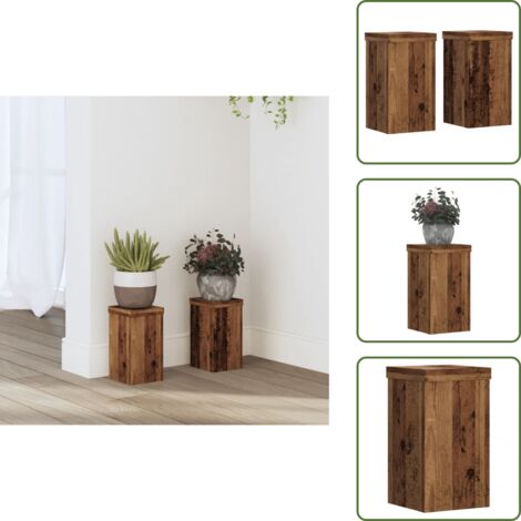 Supporti decorativi - vidaXL Supporti per Piante 2 pz Legno 10x10x18 cm Legno Multistrato - Supporti per piante in legno