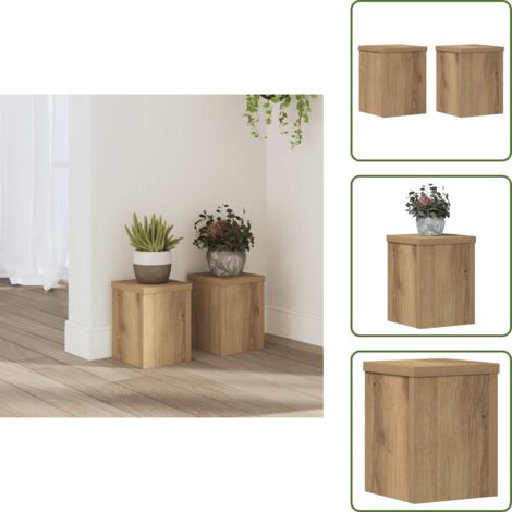 Supporti decorativi - vidaXL Supporti per Piante 2 pz Rovere 15x15x20 cm in Multistrato - Supporti per vasi