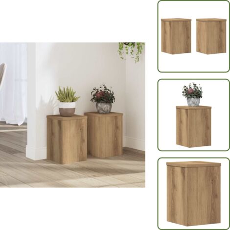 Supporti decorativi - vidaXL Supporti per Piante 2 pz Rovere 20x20x30 cm in Multistrato - Supporti per vasi
