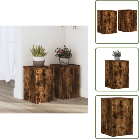 Supporti decorativi - vidaXL Supporti per Piante 2 pz Rovere 20x20x30 cm Legno Multistrato - Supporti per piante in legno