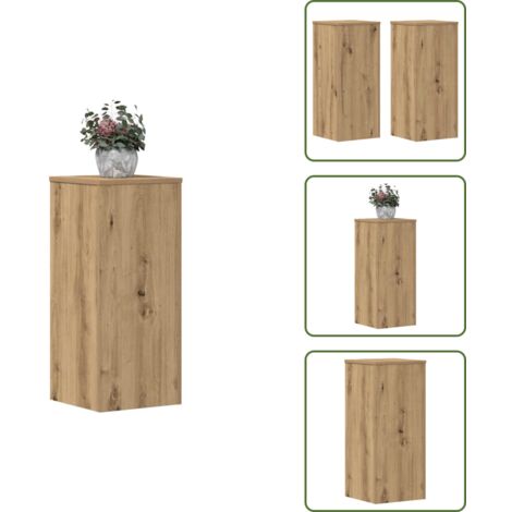 Supporti decorativi - vidaXL Supporti per Piante 2 pz Rovere 30x30x70 cm in Multistrato - Supporti per piante in legno