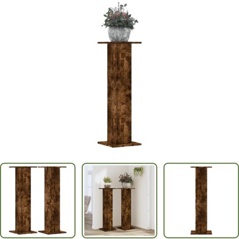 Supporti in truciolato -  Supporti per Piante 2 pz Rovere Fumo 30x30x95 cm in Truciolato