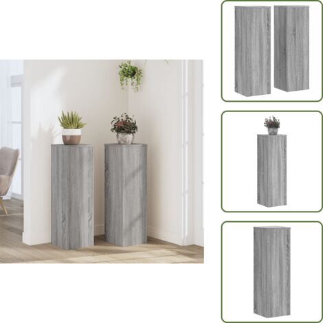 Supporti in truciolato - vidaXL Supporti per Piante 2 pz Grigio 25x25x80 cm in Multistrato - Supporti per interni