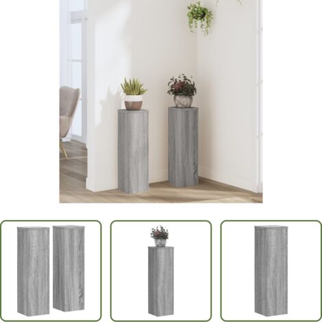 Supporti per fiori -  Supporti per Piante 2 pz Grigio 17x17x60 cm in Multistrato