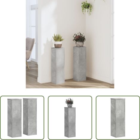 Supporti per fiori -  Supporti per Piante 2 pz Grigio 17x17x60 cm Legno Multistrato