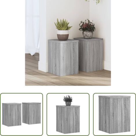 Supporti per fiori -  Supporti per Piante 2 pz Grigio 20x20x30 cm in Multistrato