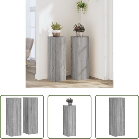Supporti per fiori -  Supporti per Piante 2 pz Grigio 25x25x80 cm in Multistrato