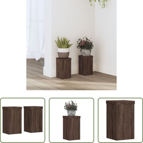 Supporti per fiori -  Supporti per Piante 2 pz Marrone 10x10x18 cm Legno Multistrato
