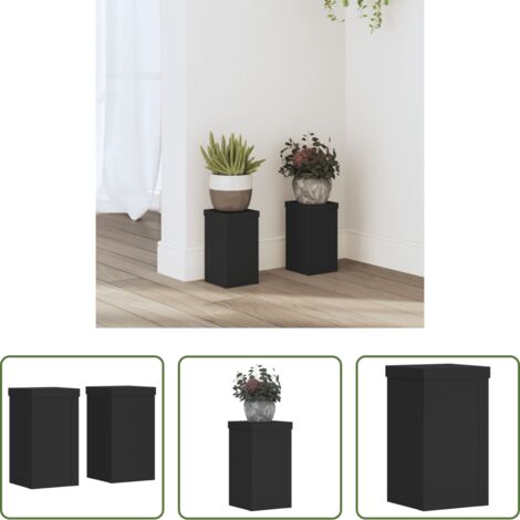 Supporti per fiori -  Supporti per Piante 2 pz Neri 10x10x18 cm Legno Multistrato