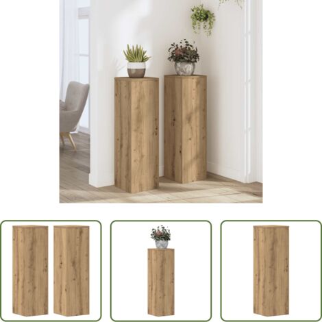 Supporti per fiori -  Supporti per Piante 2 pz Rovere 25x25x80 cm in Multistrato
