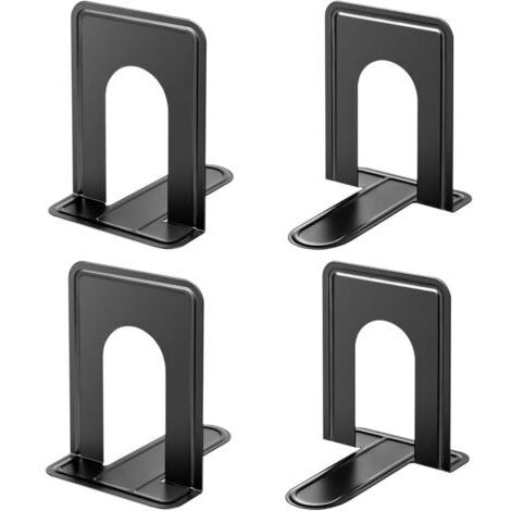 Supporti per libri universali di alta qualità, supporti antiscivolo per libri, 6 x 4,6 x 6 pollici, nero (2 paia/4 pezzi, grande)