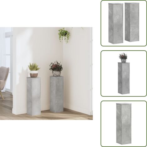 Supporti per oggetti decorativi - vidaXL Supporti per Piante 2 pz Grigio 17x17x60 cm Legno Multistrato - Supporti per piante in legno
