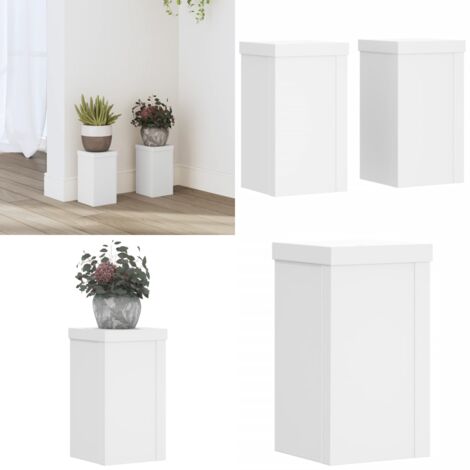 Supporti per Piante 2 pz Bianchi 10x10x18 cm Legno Multistrato - Supporti per fiori - Supporti in legno