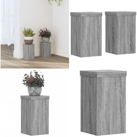 Supporti per Piante 2 pz Grigio 10x10x18 cm in Multistrato - Supporti per vasi - Supporti per piante in legno