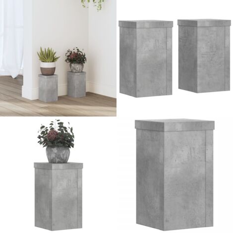 Supporti per Piante 2 pz Grigio 10x10x18 cm Legno Multistrato - Supporti per fiori - Supporti in legno
