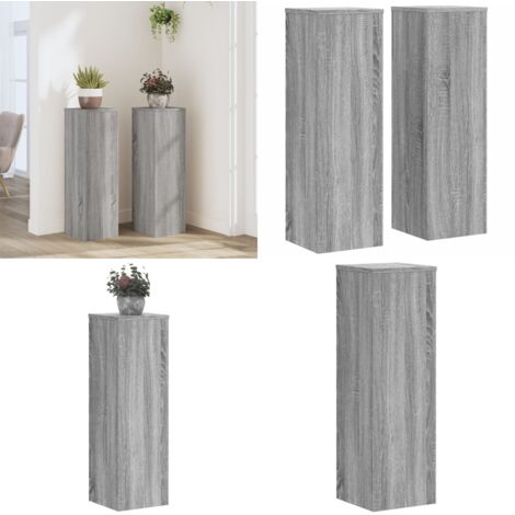 Supporti per Piante 2 pz Grigio 25x25x80 cm in Multistrato - Supporti per fiori - Supporti in legno