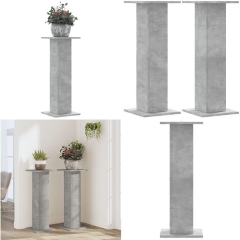 Supporti per Piante 2 pz Grigio Cemento 30x30x80 cm Truciolato - Supporti in truciolato - Supporti per piante grigio cemento