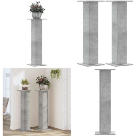 Supporti per Piante 2 pz Grigio Cemento 30x30x95 cm Truciolato - Supporti in truciolato - Supporti per piante decorativi