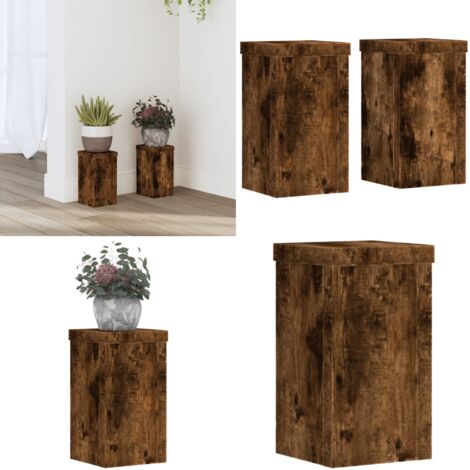 Supporti per Piante 2 pz Rovere 10x10x18 cm Legno Multistrato - Supporti per vasi - Supporti in legno