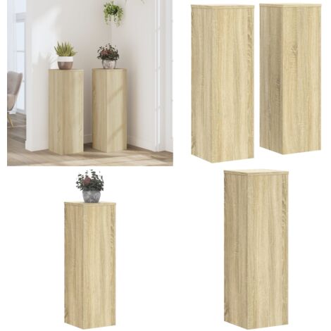 Supporti per Piante 2 pz Rovere 25x25x80 cm in Multistrato - Supporti per vasi - Supporti per piante in legno