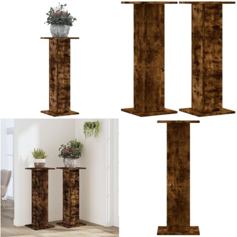 Supporti per Piante 2 pz Rovere Fumo 30x30x80 cm in Truciolato - Supporti in truciolato - Supporti per piante in legno