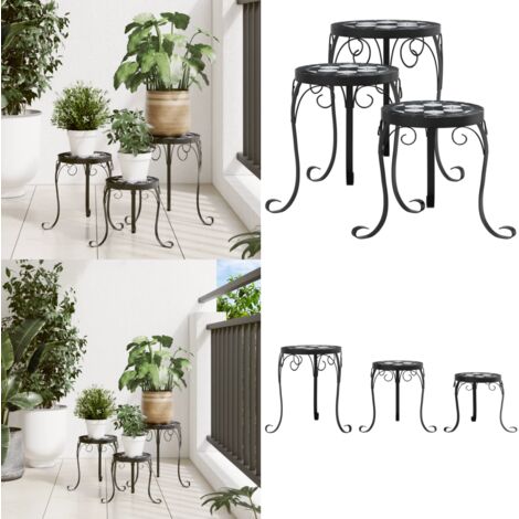 Supporti per Piante 3 pz Nero e Bianco in Ceramica - Supporti ceramici - Supporti per fioriere