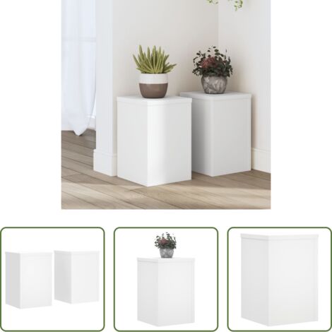 Supporti per vasi -  Supporti per Piante 2 pz Bianchi 20x20x30 cm Legno Multistrato