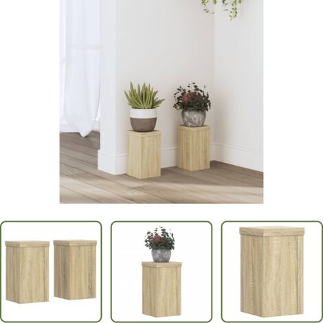 Supporti per vasi -  Supporti per Piante 2 pz Rovere 10x10x18 cm in Multistrato