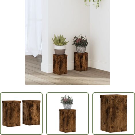 Supporti per vasi -  Supporti per Piante 2 pz Rovere 10x10x18 cm Legno Multistrato