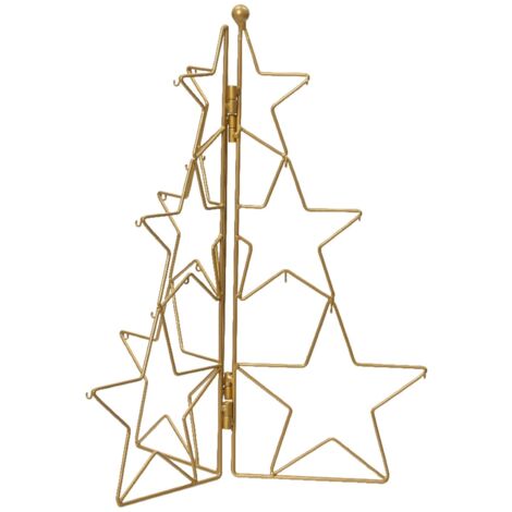 Supporto a forma di Albero con stelle per palline di Natale in ferro color oro da 40 cm