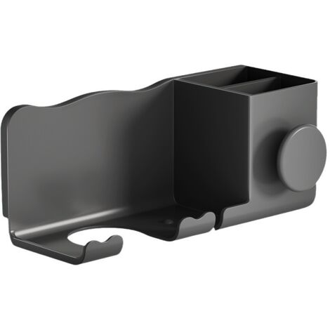 Supporto a parete per asciugacapelli, mensola per asciugacapelli, mensola portaoggetti per bagno senza foratura, nero