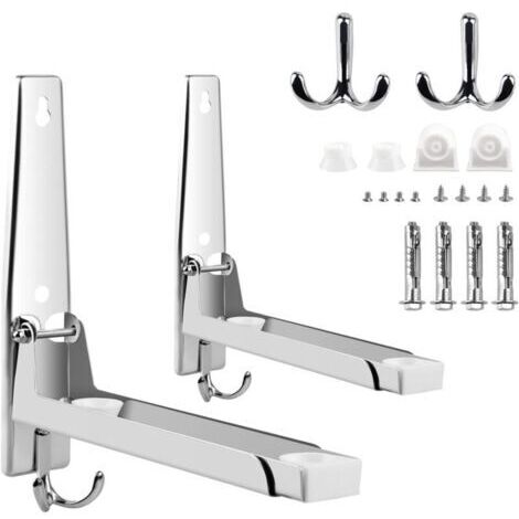 Supporto a parete per microonde, in acciaio inox 304, con gancio, pieghevole e telescopico, portata massima 40 kg, colore argento.