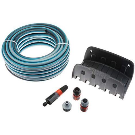 Supporto a Parete per Tubo da Giardino Gardena, 20 m, con Tubo da 13 mm (1/2"), Inclusi Accessori
