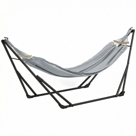 Supporto con amaca pieghevole in acciaio, 2 in 1 per amaca o sedia sospesa, include borsa per il trasporto 268x89x100 cm Grigio