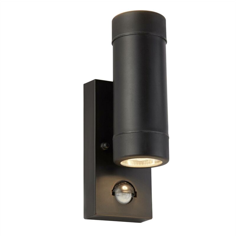 Image of Outdoor - Applique da esterno Up Down a 2 luci nera con sensore pir IP44, GU10 - Searchlight