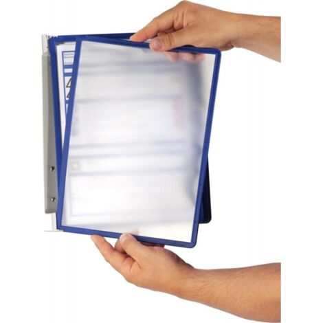 Supporto da parete con 5 lavagne, blu scuro, con cornice in profilo