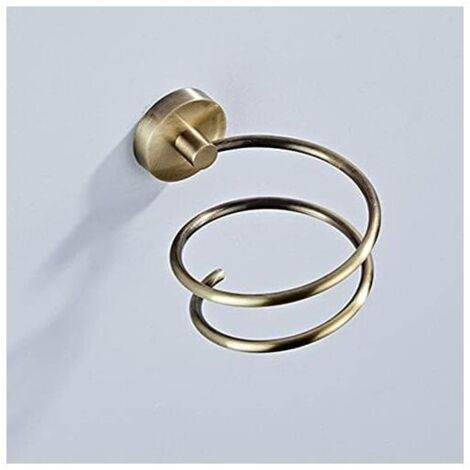 Supporto da parete per asciugacapelli KZQ (10,7 x 7 cm), acciaio inossidabile 304, salvaspazio, con viti per camera da letto e bagno (oro)