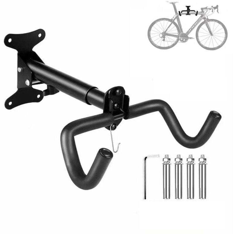 Image of KZQ - Supporto da parete per bici retrattile da garage, portabici verticale salvaspazio per mountain bike, supporto per mountain bike, gancio per