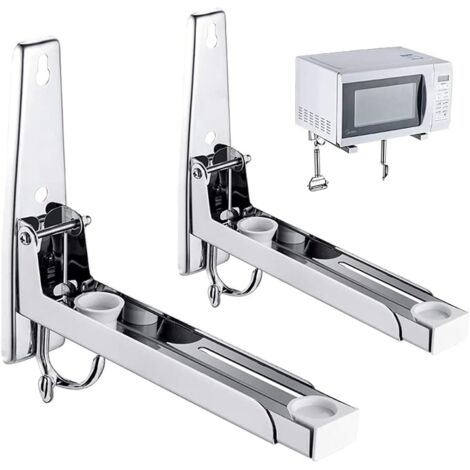 Supporto da parete per microonde, staffe da parete pieghevoli, supporto per microonde in acciaio inox, supporto universale pieghevole per forno a microonde, per la maggior parte dei forni a microonde 