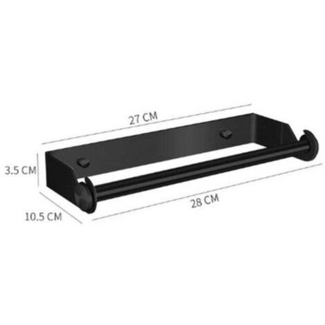 Supporto da parete per rotolo di carta igienica e pellicola trasparente, acciaio inox nero, 28 cm, capacità di carico 10 kg