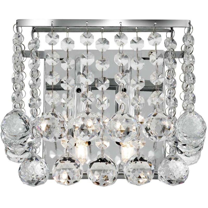 Lampada a parete spot cromo cristalli vetro smerigliato dimmerabile soggiorno camera da letto