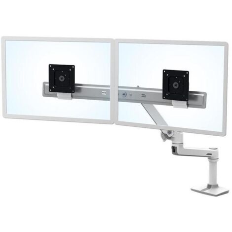 Supporto da scrivania Ergotron LX Series con braccio doppio regolabile, autono�mo, portata 9,9 kg, estensione 63,5 cm, compatibile VESA 100x100 mm, regolazione in altezza, colore bianco (45-489-216)
